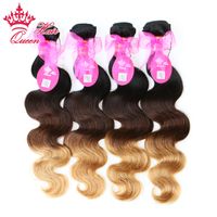 Wholesale Queen Hair Products New Arrival Ombre Color b Three Tone Virgin Brazilian Hair Body Wave Ombre Hair Extensions