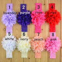 Wholesale 16 Colors New Children Lace Bow Tie Bandanas Girl Baby lace elastic Headbands Hair Accessories