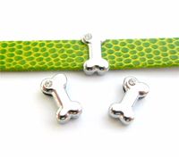 Wholesale rhinestone sliver bone zinc alloy mm slider Charms DIY Accessories Fit mm Pet Collar wristband keychain