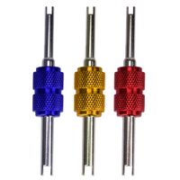 Valve de Pneu Cl/é Remover Double Valve T/ête Noyau de Retrait de Climatisation Outils de R/éparation en Aluminium
