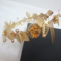 Wholesale New baroque Metal leaf hairbands for women fashion hair jewelry hollow flower hair combs gold headband vintage bridal hair accessories