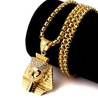 Wholesale Top selling Fashion Hip hop Mens High quality K Gold Plated Stainless Steel Mens Last The King Pharaoh Pendants Necklaces Jewelry set