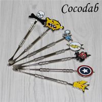 Wholesale 120mm Fashion Packet Mon Cartoon Metal Dabber glass bongs tool water pipe dab oil rigs smoking accessories grinder silicone jar dabber tool