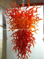 Wholesale LED Light Source Red Blown Glass Chandelier Light Modern Art Decor Glass Material AC V V Hanging Chain Chihuly Style Chandelier