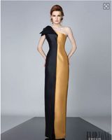 Wholesale One Shoulder Satin Two COlors Black And Gold Evening Dresses Simple Sheath Floor Length Long Formal Women Party Gowns Spring