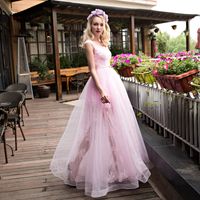 Wholesale Formal Evening Dresses Vestido De Noiva Special Occasions High Low Skirt Tulle Lace Pink Prom Gowns
