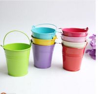 Wholesale Mix Colros Mini Tin Pails candy mini bucket favors candy package party supply