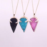 Wholesale Pretty Nature Crystal Agate Druzy Quartz Geode JasperStone ArrowHead Point Pendant Bead with Gold Electroplated Fashion Drusy Charm Necklace