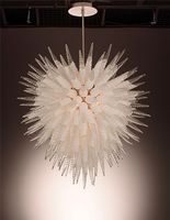 Wholesale Contemporary Frosted White Blown Glass Chandelier Light Unique Designer European Style Art Crystal Chandelier for Bedroom Decoration