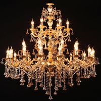 Luxurious Large Brass Color Crystal Chandelier Lamp Crystal Lustre Light Fixture 3 tiers 29 Arms Hotel Lamp Luxurious Large Brass Color Crystal Chandelier Lamp Crystal Lustre Light Fixture 3 tiers 29 Arms Hotel Lamp