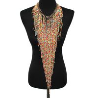 Wholesale BOSEWIN Bohemian Style Design Women Fashion Charm Jewelry Resin Bead Handmade Long Tassel Statement Link Chain Choker Necklace