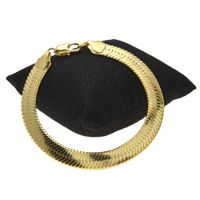 Wholesale 1CM solid Copper snake chains bracelets mens Fashion Gold Filled flat designer snake Link bangles For man luxury Hip Hop Jewelry accessories