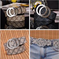 Wholesale Fashion Stripe Pattern Big Buckle Men Designer Belts European Style G waistbands High Quality Real Leather Women Belt