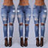 Wholesale Womens Ladies Stretch Faded Ripped Distressed Slim Fit Skinny Denim Jeans Jeggings Size S M L XL XXL