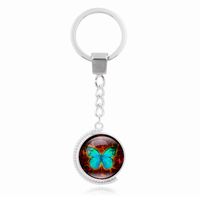 Wholesale Hot sale Retro Butterfly Double Side Rotation Time Gemstone Keychain Alloy Key Ring KR166 Keychains mix order pieces a