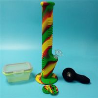 Wholesale Rasta Silicone Water Pipes with Colorful Mini Silicone Bongs with Big Silicone Wax Containers