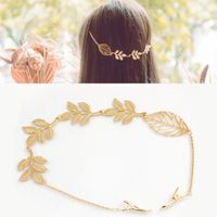 Wholesale Fashion Gold Leaf Wedding Jewelry Alloy Leaf Headband Hairbands Women Girls Hollow Leaves Hair Accessories Hair Bands with Hair Clips
