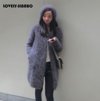 Wholesale Women s long plush mink cashmere sweater coat female with hooded cardigan
