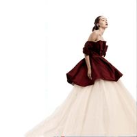 Wholesale Two Pieces Formal Evening Dress Off The Shoulder Bubble Peplum Top and Long Tulle Layers Skirt Fast Shipping Ball Gown Prom Dresses