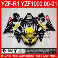 Wholesale Bodywork Fairings For YAMAHA YZF1000 YZFR1 YZF R1000 Body Yellow blk NO20 YZF R YZF R1 YZF R1 Fairing Kit