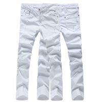 Wholesale top quality solid color men biker jeans pants denim overalls skinny trousers AYG74