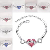 Wholesale Diamond Crystal Charm Family Member Love Heart Bracelets Mom Daughter Letter Grandma Believe Hope Best Friend Bracelets Wristband