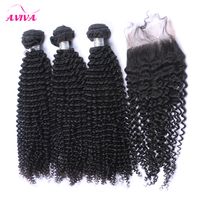 Wholesale Mongolian Kinky Curly Virgin Hair Weaves With Closure Lace Closures with Bundles Unprocessed Afro Kinky Curly Virgin Human Hair