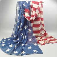 Wholesale Oversized Oblong Style Vintage Viscose American Flag Scarf Women USA Flag Shawls and Scarves SFJ001