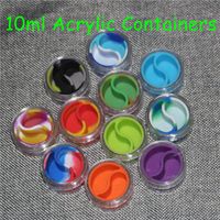 Wholesale 10 ML acrylic jar Silicone No Stick Jar Container for Oil Dab Wax BHO Crumble Goo Honey Stainless Steel Wax Oil Dabber Tool