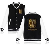 Wholesale Hot Attack On Titan Recon Corps Baseball Jacket Unisex Fashion Hoodies Plus Size Cotton Sweatshirt Brand Clothing