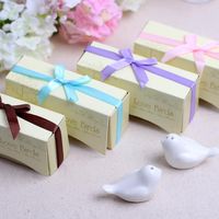 Wholesale 100pcs sets Love bird ceramic salt and pepper shaker set wedding return gifts Happily Ever After Bride Groom