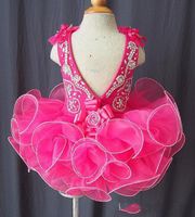 Wholesale elegant Girl s Pageant Dresses for toddler cake skirt handmade flowers bow back snap drain back Jumpsuit sparkling cheap