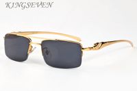 Wholesale fashion sunglasses for men buffalo horn glasses gold silver mental frames black gray green red clear lenses with original box and cases