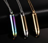 Wholesale Men Titanium Steel Urn Necklaces Cremation Case Perfume Bottle Bullet Pendant Chains Necklace Women Jewelry Can be open put in Ashes