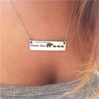 Wholesale Hot selling New Fashion Cute animal bears necklace jewelry Lettering Mama Bear with four bears Handmade bar Necklace Warm mothe
