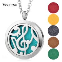 Wholesale Aroma Diffuser Locket Necklace Perfume mm L Stainless Steel Magnetic Musical Note without Felt Pads VA