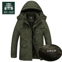 Wholesale Degree Winter Warm Thick Mens Down Jackets and Coats Nature Cotton Parka Brand AFS JEEP Long Style Windbreaker Hooded