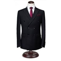 Wholesale Black men suits jacket double breasted groom wedding dress jacket elegant gentleman formal work business suits jacket