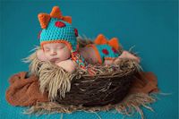 Wholesale New Crochet Newborn Boys Dinosaur Outfits Baby Photography Props Knitted Dinosaur Hat Set Infant Photo Props