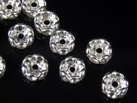 Wholesale 100 Wavy Rhinestone Rondelle Spacer Beads mm Silver Clear Crystal SPARKLING Beads