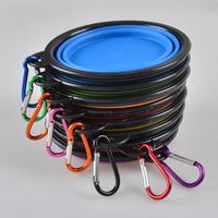 Wholesale Hot trade pet folding bowl black frame with mountaineering buckle silicone folding pet bowl
