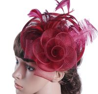 Wholesale hot sale European ladies hat Ma yarn ostrich hair material Western banquet hat wedding headdress