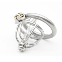 Wholesale Stainless Steel Cock Cage Chastity with Catheter Device and Stealth Lock Curved Ring male Urethral Sound Sex Toy for Men G174
