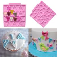 Wholesale FDA Good Quality Letter Flag Bunting Mold Cake Lace Silicone Fondant Decorating Art Sugar Craft Chocolate Moulds