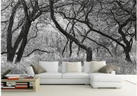 Wholesale Black and white trees with frescoes mural d wallpaper d wall papers for tv backdrop