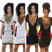 Wholesale Women Summer Bodycon Dress Robe Sexy Casual Sundress Party Plus Size Clothing Vintage African Print Dashiki Dresses