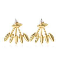 Wholesale Rock Punk Spike Smooth Marquise Shape Ear Stud Earrings For Women Party Jewelry Gold Silver Plated Metal Ear Jacket