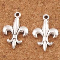 Wholesale 300pcs Iris Fleur de lis Flower Charms Pendants x18 mm Antique Silver Charms Jewelry DIY L387