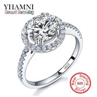 Wholesale YHAMNI Luxury original Silver Jewelry Rings For Women Round Carat CZ Diamond Silver Engagement Ring JYT1