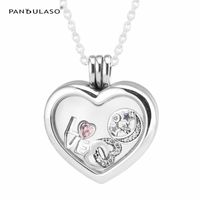 Wholesale Moon Star Love Petites Medium Floating Locket Pendant Necklaces Sterling silver jewelry DIY Choker Fit pandora charms beads